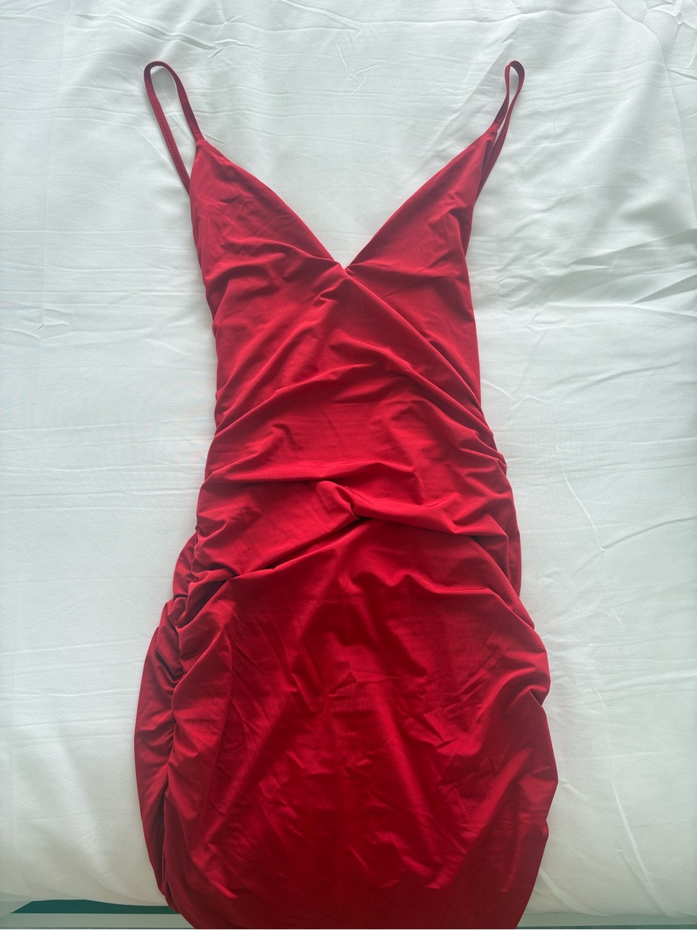 Tiger Mist Red Ruched Slip Mini Dress - Picture 3 of 3